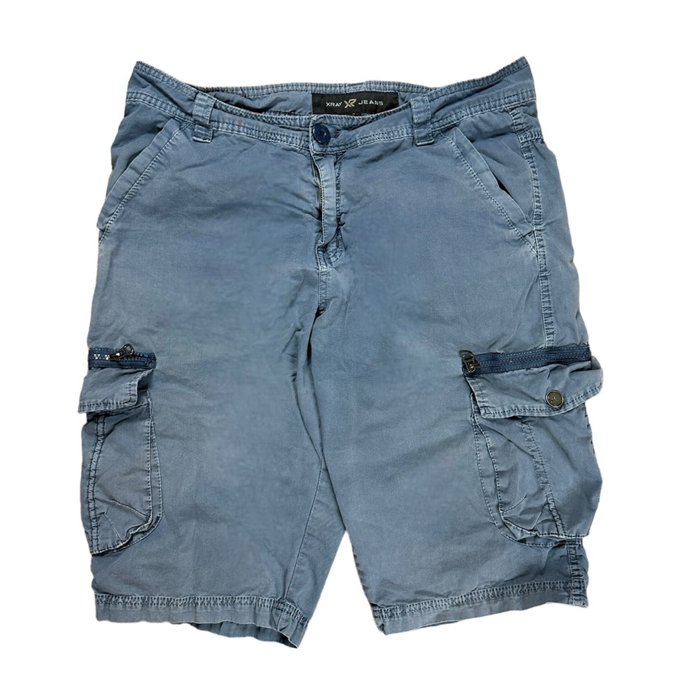 Vintage 90s XRAY Blue Cargo Streetwear Skater Utility Shorts Size 34